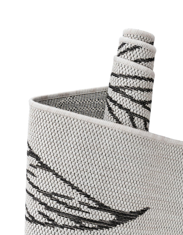 Charcoal Ivory 5' 3 x 8' Outdoor Botanical Rectangle Area Rug Weather Resistant for Patio, Deck, Terrace, Balcony, Porch Polypropylene Garden Floral Tropical Carpet for Sale at Rug Engine
