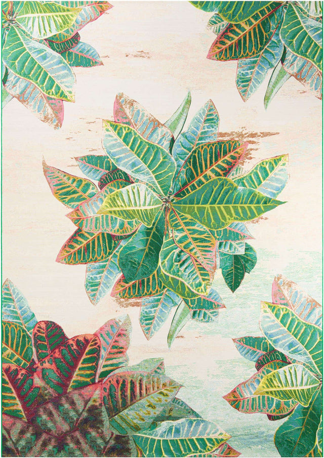 Multicolor 10' x 14' 2 Outdoor Botanical Rectangle Area Rug Weather Resistant for Patio, Deck, Terrace, Balcony, Porch Polypropylene Garden Floral Tropical Carpet for Sale at Rug Engine