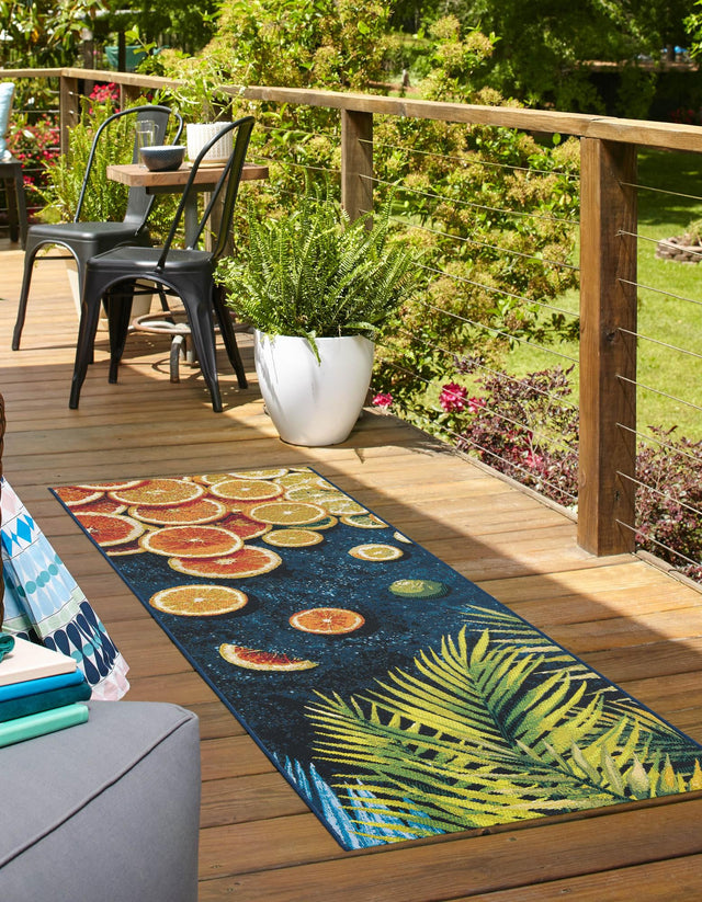 Multicolor 2' x 6' 1 Outdoor Coastal Runner Area Rug Weather Resistant for Patio, Deck, Terrace, Balcony, Porch 100% Polypropylene Coastal Decor Carpet for Sale at Rug Engine