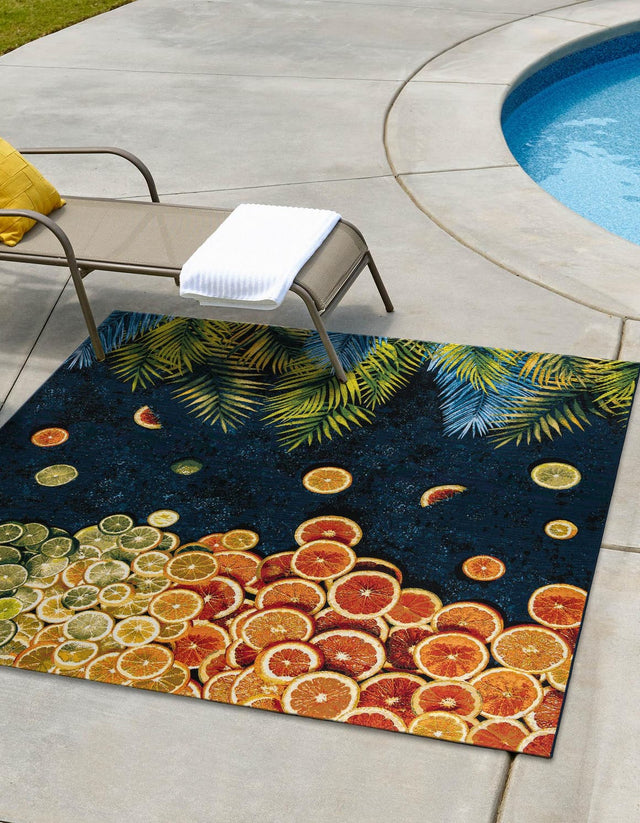 Multicolor 10' x 10' Outdoor Coastal Square Area Rug Weather Resistant for Patio, Deck, Terrace, Balcony, Porch 100% Polypropylene Coastal Decor Carpet for Sale at Rug Engine