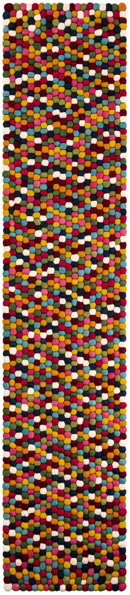 Multicolor 2' 7 x 12' Felt Ball Runner Area Rug Stunning All Natural 100% Wool Luxury Hand Woven Carpet for Modern Home Interiors Soft Touch Marshmallow Rug for Sale at Rug Engine