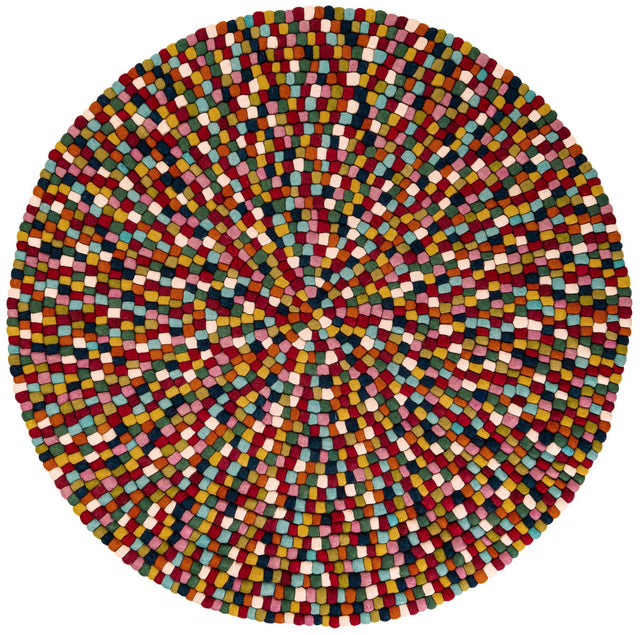 Multicolor 6' 1 x 6' 1 Felt Ball Round Area Rug Stunning All Natural 100% Wool Luxury Hand Woven Carpet for Modern Home Interiors Soft Touch Marshmallow Rug for Sale at Rug Engine