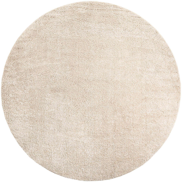 Oatmeal Beige 10' x 10' Soft Solid Shag Round Area Rug Thick Soft Touch Fluffy & Plush Shaggy Pile 100% Polypropylene Minimalist Carpet for Modern Home Interiors for Sale at Rug Engine