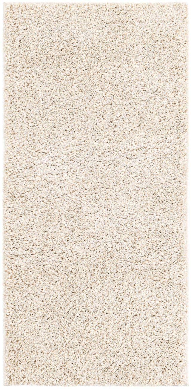 Oatmeal Beige 2' x 4' 1 Soft Solid Shag Runner Area Rug Thick Soft Touch Fluffy & Plush Shaggy Pile
