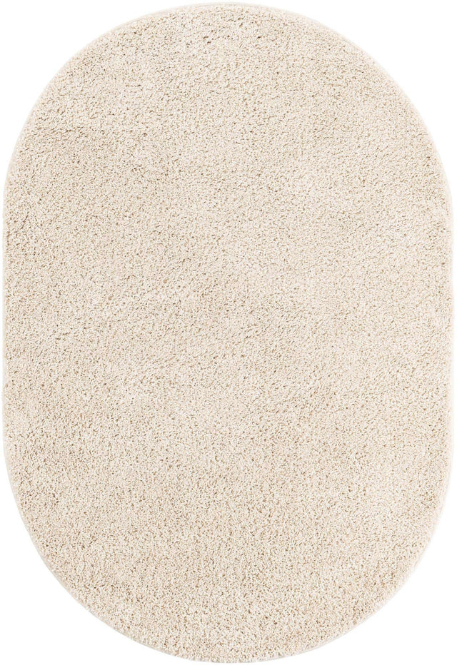 Oatmeal Beige 4' 1 x 6' 1 Soft Solid Shag Oval Area Rug Thick Soft Touch Fluffy & Plush Shaggy Pile