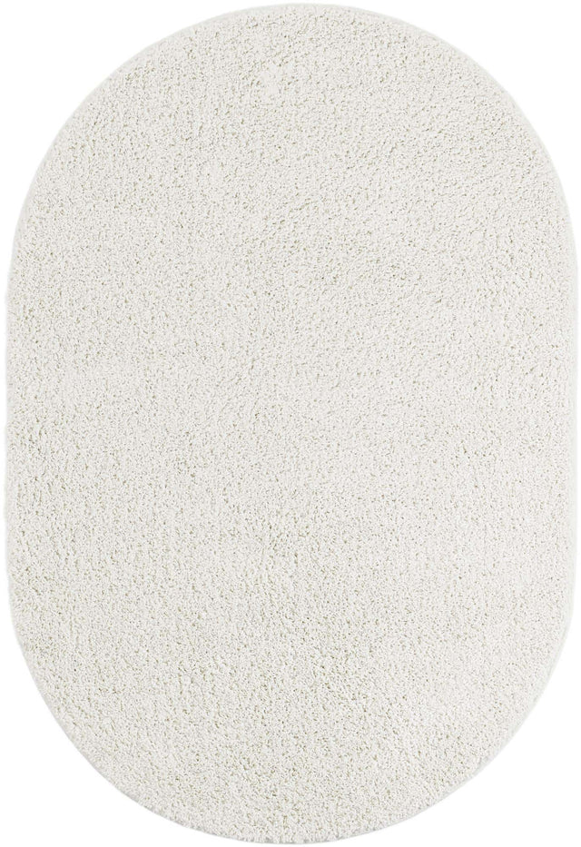 White 4' 1 x 6' 1 Soft Solid Shag Oval Area Rug Thick Soft Touch Fluffy & Plush Shaggy Pile