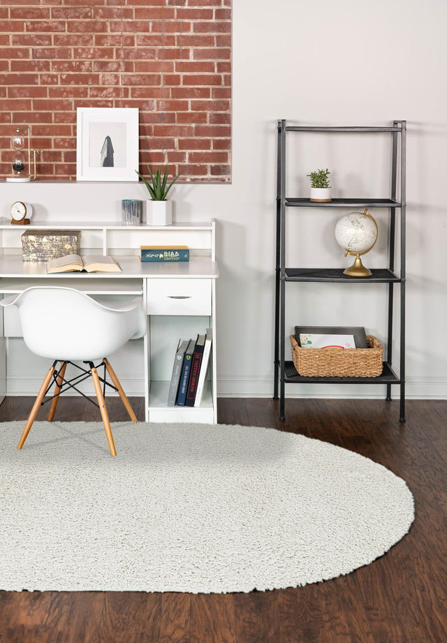 White 4' 1 x 6' 1 Soft Solid Shag Oval Area Rug Thick Soft Touch Fluffy & Plush Shaggy Pile
