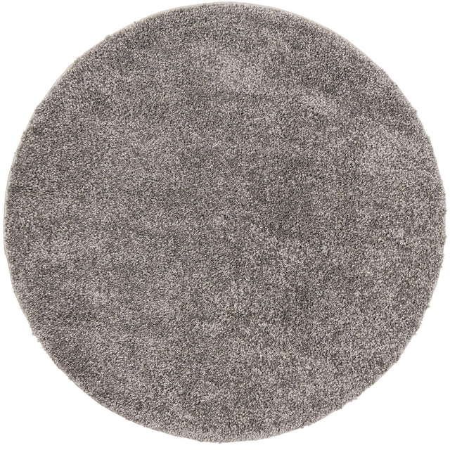 Gray 4' 1 x 4' 1 Solo Round Area Rug Thick Soft Touch Fluffy & Plush Shaggy Pile Durable Minimalist Carpet for Classic Interior Design for Sale at Rug Engine