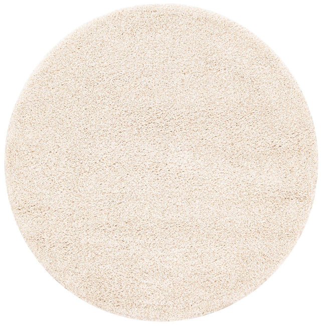 Ivory 4' 1 x 4' 1 Solo Round Area Rug Thick Soft Touch Fluffy & Plush Shaggy Pile Durable Minimalist Carpet for Classic Interior Design for Sale at Rug Engine