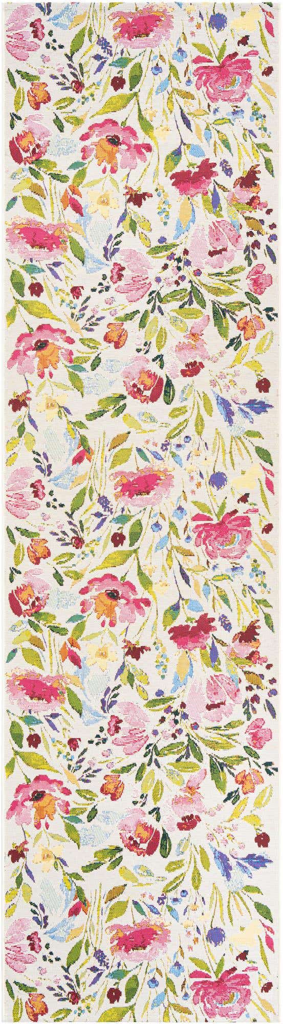 Multicolor 2' 7 x 10' Outdoor Botanical Runner Area Rug Weather Resistant for Patio, Deck, Terrace, Balcony, Porch Polypropylene Garden Floral Tropical Carpet for Sale at Rug Engine