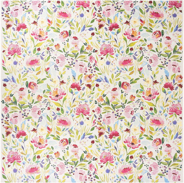 Multicolor 10' x 10' Outdoor Botanical Square Area Rug Weather Resistant for Patio, Deck, Terrace, Balcony, Porch Polypropylene Garden Floral Tropical Carpet for Sale at Rug Engine