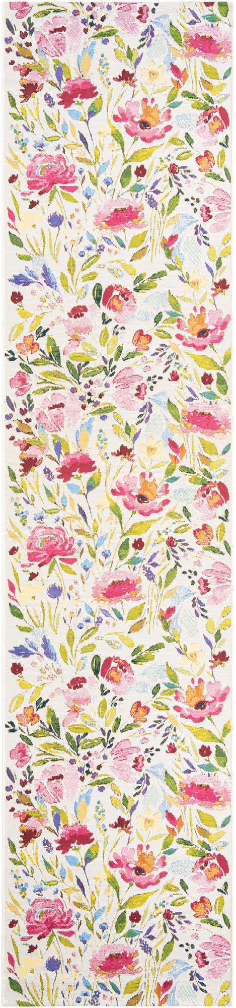 Multicolor 2' 7 x 12' Outdoor Botanical Runner Area Rug Weather Resistant for Patio, Deck, Terrace, Balcony, Porch Polypropylene Garden Floral Tropical Carpet for Sale at Rug Engine