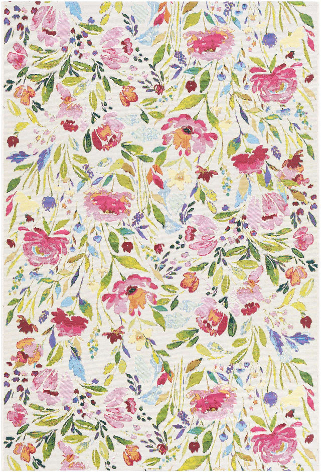 Multicolor 4' 1 x 6' 1 Outdoor Botanical Rectangle Area Rug Weather Resistant for Patio, Deck, Terrace, Balcony, Porch Polypropylene Garden Floral Tropical Carpet for Sale at Rug Engine
