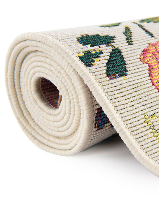 Multicolor 2' x 6' 1 Outdoor Botanical Runner Area Rug Weather Resistant for Patio, Deck, Terrace, Balcony, Porch Polypropylene Garden Floral Tropical Carpet for Sale at Rug Engine