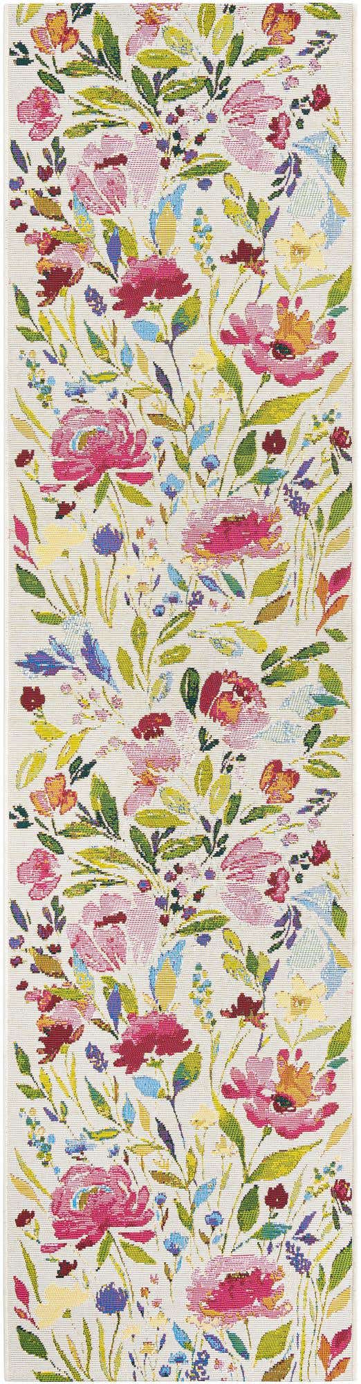 Multicolor 2' x 8' Outdoor Botanical Runner Area Rug Weather Resistant for Patio, Deck, Terrace, Balcony, Porch Polypropylene Garden Floral Tropical Carpet for Sale at Rug Engine