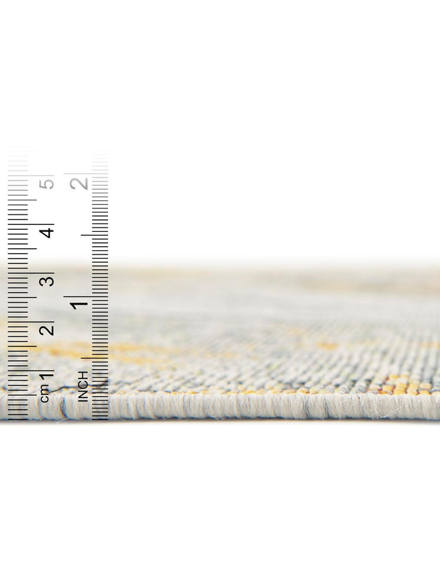 Gray Ivory Yellow 6' 1 x 9' Outdoor Botanical Rectangle Area Rug Weather Resistant for Patio, Deck, Terrace, Balcony, Porch Polypropylene Garden Floral Tropical Carpet for Sale at Rug Engine