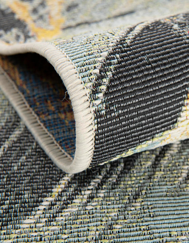 Gray Ivory Yellow 4' 1 x 6' 1 Outdoor Botanical Rectangle Area Rug Weather Resistant for Patio, Deck, Terrace, Balcony, Porch