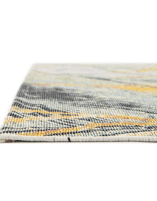 Gray Ivory Yellow 6' 1 x 9' Outdoor Botanical Rectangle Area Rug Weather Resistant for Patio, Deck, Terrace, Balcony, Porch Polypropylene Garden Floral Tropical Carpet for Sale at Rug Engine