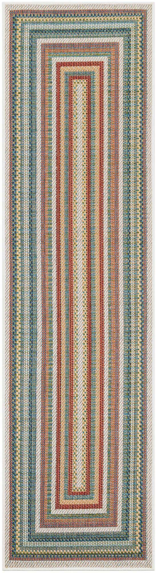 Multicolor 2' x 7' 1 Baja Outdoor Runner Area Rug Weather Resistant for Patio, Deck, Terrace, Balcony, Porch 100% Polypropylene Modern Outside Decor for Sale at Rug Engine