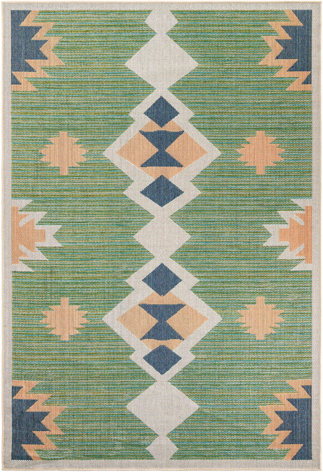 Green 7' 1 x 10' Baja Outdoor Rectangle Area Rug Weather Resistant for Patio, Deck, Terrace, Balcony, Porch 100% Polypropylene Modern Outside Decor for Sale at Rug Engine