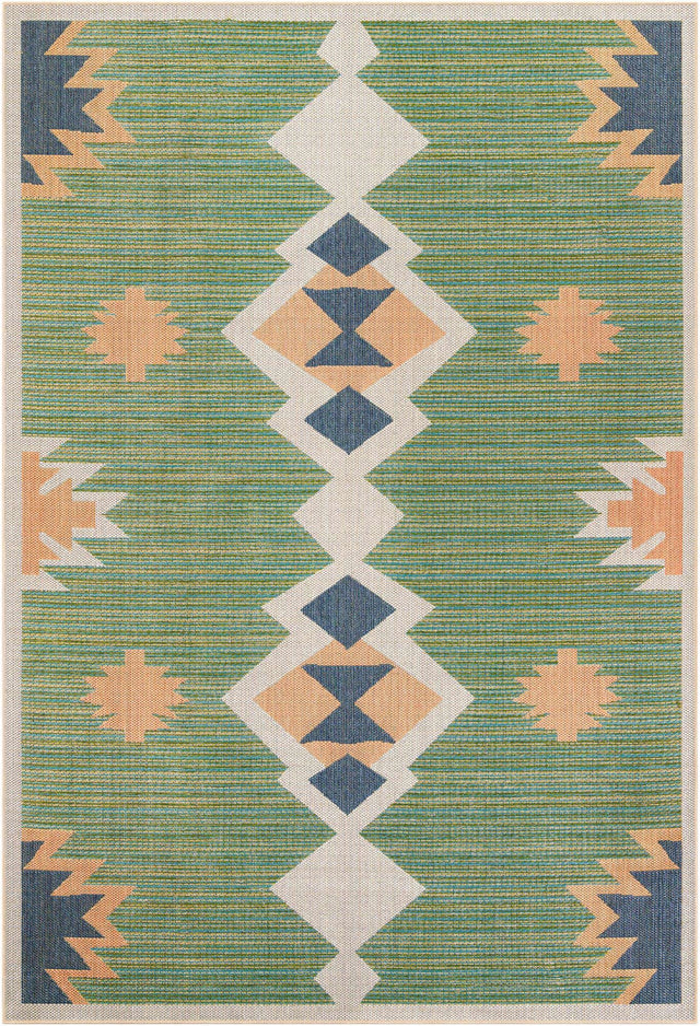 Green 7' 10 x 11' Baja Outdoor Rectangle Area Rug Weather Resistant for Patio, Deck, Terrace, Balcony, Porch 100% Polypropylene Modern Outside Decor for Sale at Rug Engine