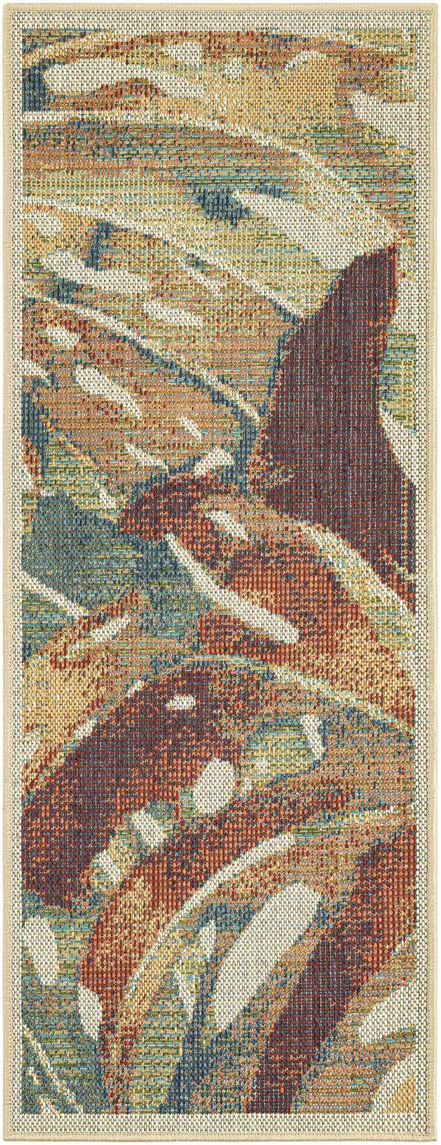 Multicolor 2' x 5' 1 Baja Outdoor Runner Area Rug Weather Resistant for Patio, Deck, Terrace, Balcony, Porch 100% Polypropylene Modern Outside Decor for Sale at Rug Engine