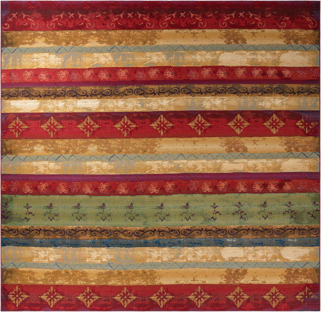 Multicolor 12' x 12' Outdoor Modern Square Area Rug Weather Resistant for Patio, Deck, Terrace, Balcony, Porch 100% Polypropylene Modern Outside Carpet for Sale at Rug Engine