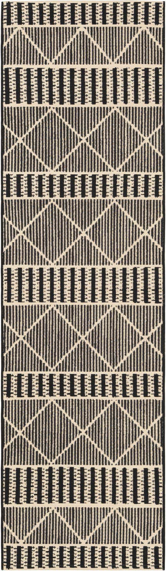 Black 2' x 7' 1 Outdoor Trellis Runner Area Rug Weather Resistant for Patio, Deck, Terrace, Balcony, Porch Geometric Design Water Safe Outside Carpet for Sale at Rug Engine