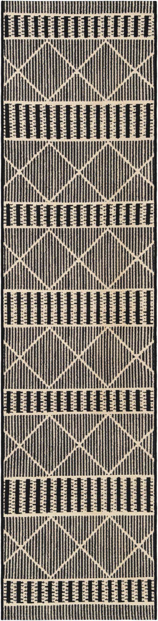 Black 2' x 8' Outdoor Trellis Runner Area Rug Weather Resistant for Patio, Deck, Terrace, Balcony, Porch Geometric Design Water Safe Outside Carpet for Sale at Rug Engine