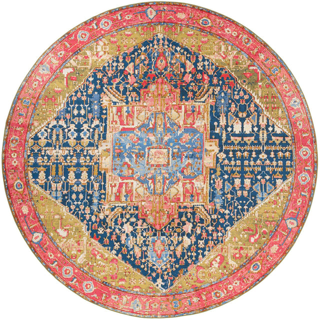 Multicolor 12' x 12' Outdoor Traditional Round Area Rug Weather Resistant for Patio, Deck, Terrace, Balcony, Porch Classical Design Outside Carpet for Sale at Rug Engine