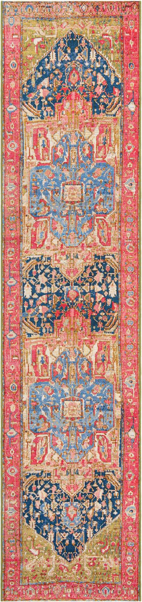 Multicolor 2' 7 x 12' Outdoor Traditional Runner Area Rug Weather Resistant for Patio, Deck, Terrace, Balcony, Porch Classical Design Outside Carpet for Sale at Rug Engine