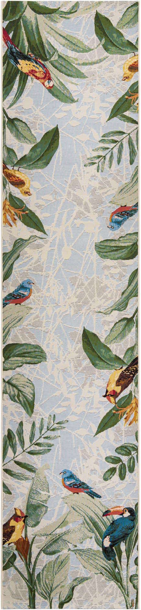 Multicolor 2' 7 x 12' Outdoor Botanical Runner Area Rug Weather Resistant for Patio, Deck, Terrace, Balcony, Porch Polypropylene Garden Floral Tropical Carpet for Sale at Rug Engine