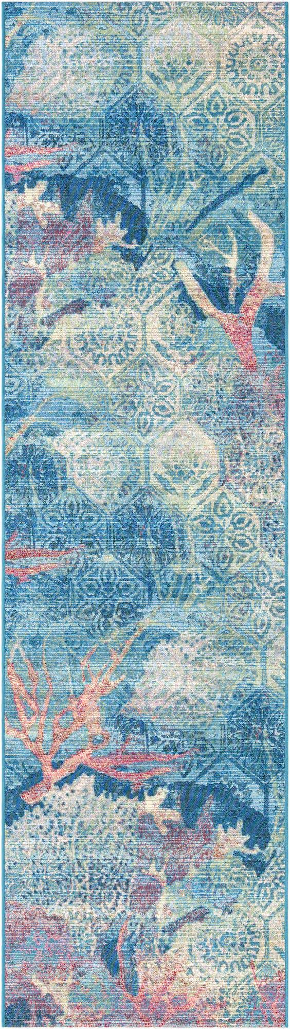 Multicolor 2' 7 x 10' Outdoor Coastal Runner Area Rug Weather Resistant for Patio, Deck, Terrace, Balcony, Porch 100% Polypropylene Coastal Decor Carpet for Sale at Rug Engine