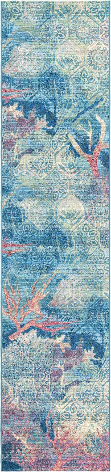 Multicolor 2' 7 x 12' Outdoor Coastal Runner Area Rug Weather Resistant for Patio, Deck, Terrace, Balcony, Porch 100% Polypropylene Coastal Decor Carpet for Sale at Rug Engine