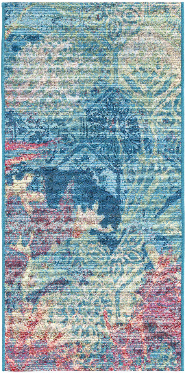 Multicolor 2' x 4' 1 Outdoor Coastal Runner Area Rug Weather Resistant for Patio, Deck, Terrace, Balcony, Porch 100% Polypropylene Coastal Decor Carpet for Sale at Rug Engine