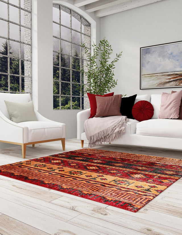 Rust Red 7' 10 x 7' 10 Lucerne Square Area Rug 100% Polypropylene Traditional Classic Easy Clean Carpet for Kitchens, Living Rooms, Bedroom, Office for Sale at Rug Engine
