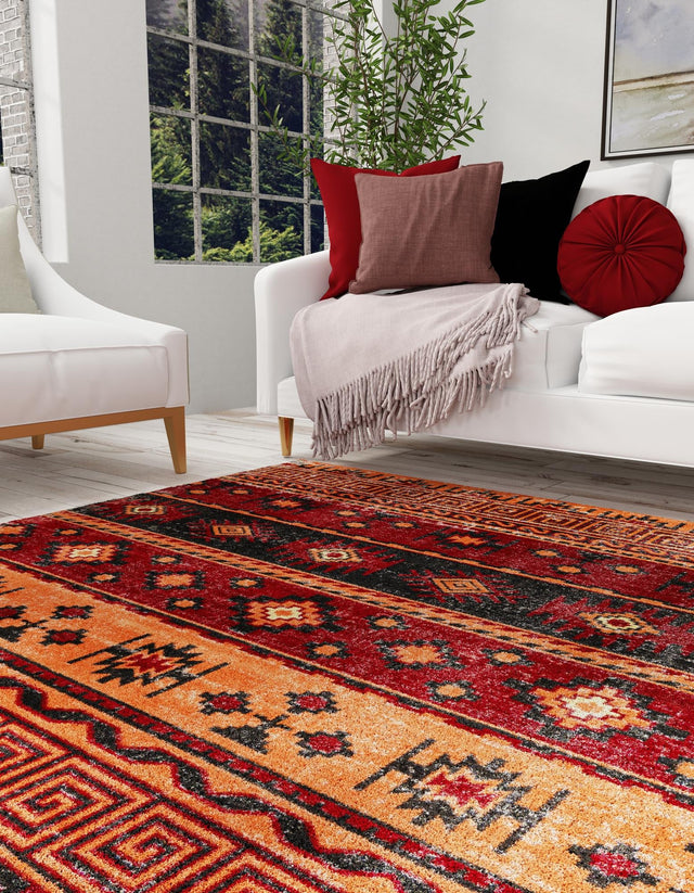 Rust Red 6' 1 x 6' 1 Lucerne Square Area Rug 100% Polypropylene Traditional Classic Easy Clean Carpet for Kitchens, Living Rooms, Bedroom, Office for Sale at Rug Engine