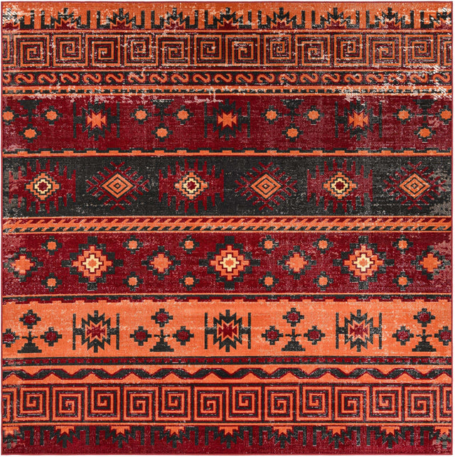 Rust Red 7' 10 x 7' 10 Lucerne Square Area Rug 100% Polypropylene Traditional Classic Easy Clean Carpet for Kitchens, Living Rooms, Bedroom, Office for Sale at Rug Engine