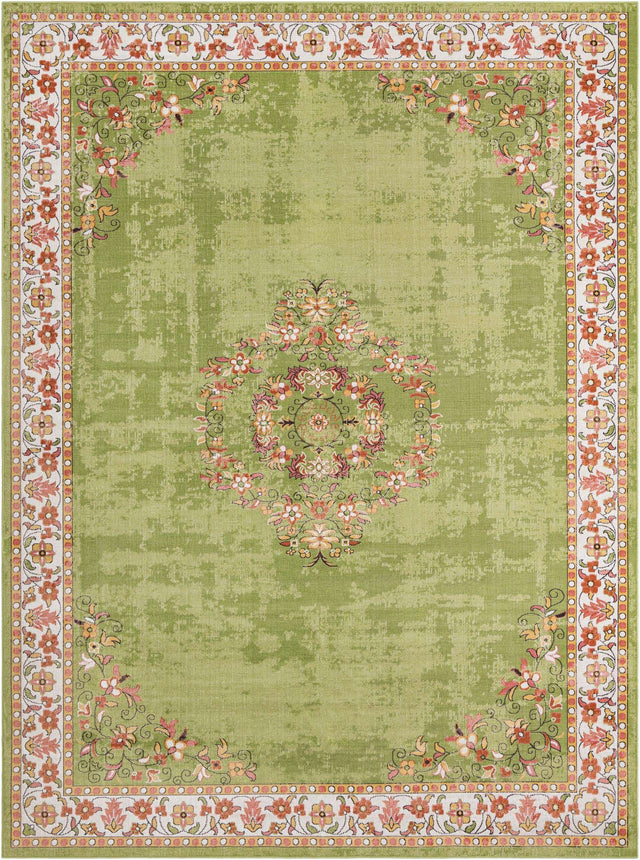 Green 9' 10 x 13' 3 Lucerne Rectangle Area Rug 100% Polypropylene Traditional Classic Easy Clean Carpet for Kitchens, Living Rooms, Bedroom, Office for Sale at Rug Engine