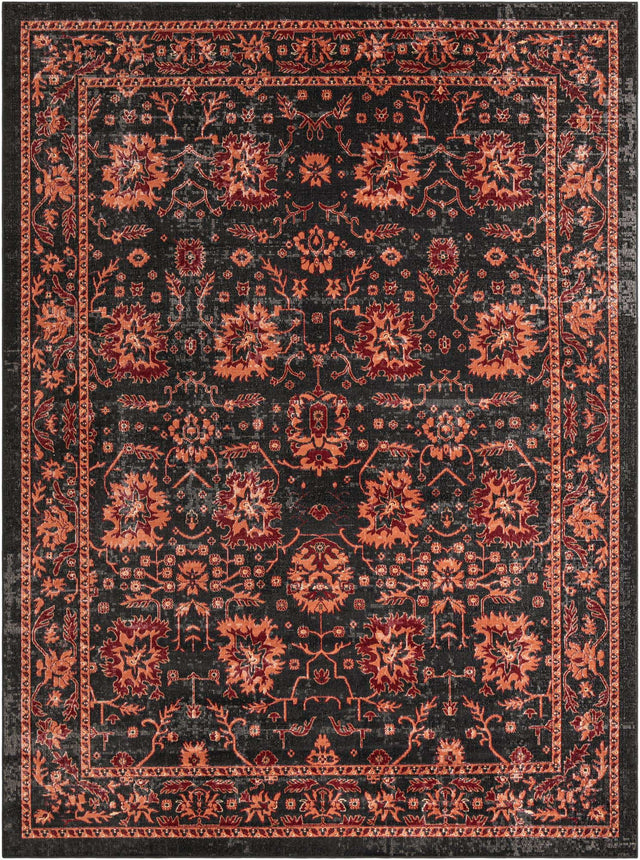 Black 9' 10 x 13' 3 Lucerne Rectangle Area Rug 100% Polypropylene Traditional Classic Easy Clean Carpet for Kitchens, Living Rooms, Bedroom, Office for Sale at Rug Engine