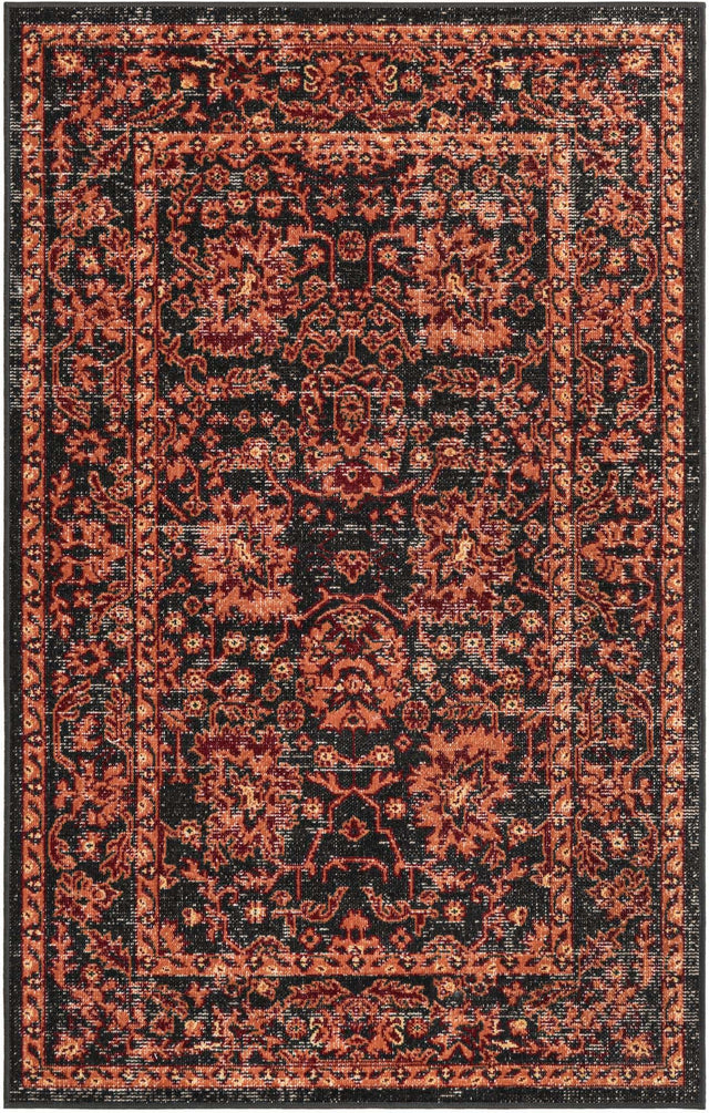 Black 3' 3 x 5' 3 Lucerne Rectangle Area Rug 100% Polypropylene Traditional Classic Easy Clean Carpet for Kitchens, Living Rooms, Bedroom, Office for Sale at Rug Engine