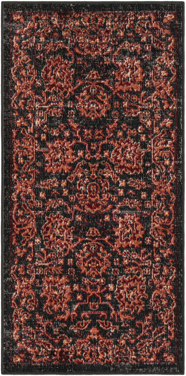 Black 2' x 4' 1 Lucerne Runner Area Rug 100% Polypropylene Traditional Classic Easy Clean Carpet for Kitchens, Living Rooms, Bedroom, Office for Sale at Rug Engine