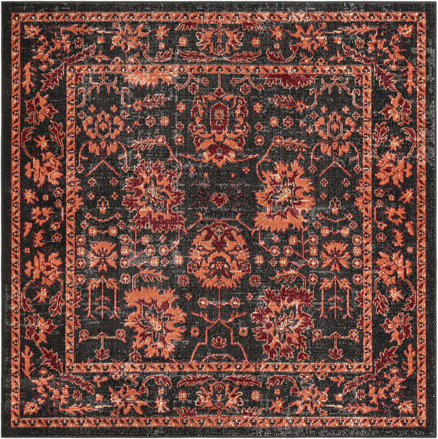 Black 6' 1 x 6' 1 Lucerne Square Area Rug 100% Polypropylene Traditional Classic Easy Clean Carpet for Kitchens, Living Rooms, Bedroom, Office for Sale at Rug Engine