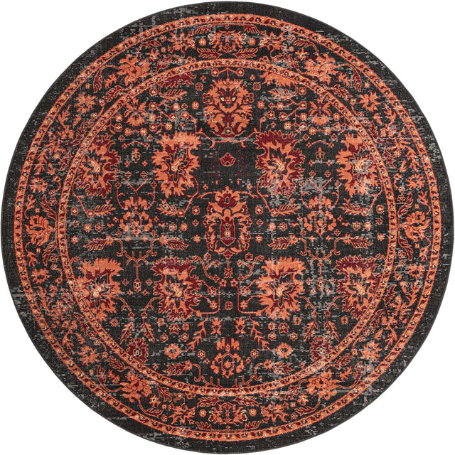 Black 7' 10 x 7' 10 Lucerne Round Area Rug 100% Polypropylene Traditional Classic Easy Clean Carpet for Kitchens, Living Rooms, Bedroom, Office for Sale at Rug Engine