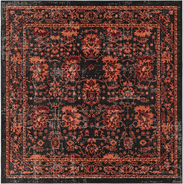 Black 7' 10 x 7' 10 Lucerne Square Area Rug 100% Polypropylene Traditional Classic Easy Clean Carpet for Kitchens, Living Rooms, Bedroom, Office for Sale at Rug Engine