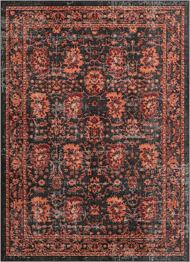 Black 7' 10 x 11' Lucerne Rectangle Area Rug 100% Polypropylene Traditional Classic Easy Clean Carpet for Kitchens, Living Rooms, Bedroom, Office for Sale at Rug Engine