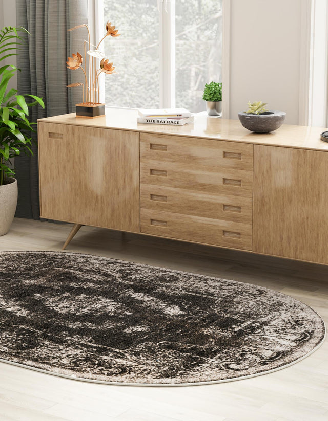 Charcoal 6' 1 x 9' Aarhus Oval Area Rug 100% Polypropylene With Jute Foundation Living Room Bedroom Carpet for Sale at Rug Engine
