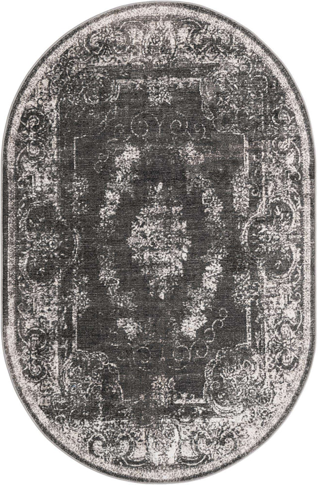 Charcoal 5' 3 x 8' Aarhus Oval Area Rug 100% Polypropylene With Jute Foundation Living Room Bedroom Carpet for Sale at Rug Engine