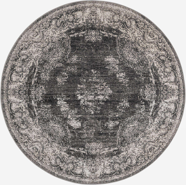 Charcoal 6' 1 x 6' 1 Aarhus Round Area Rug 100% Polypropylene With Jute Foundation Living Room Bedroom Carpet for Sale at Rug Engine