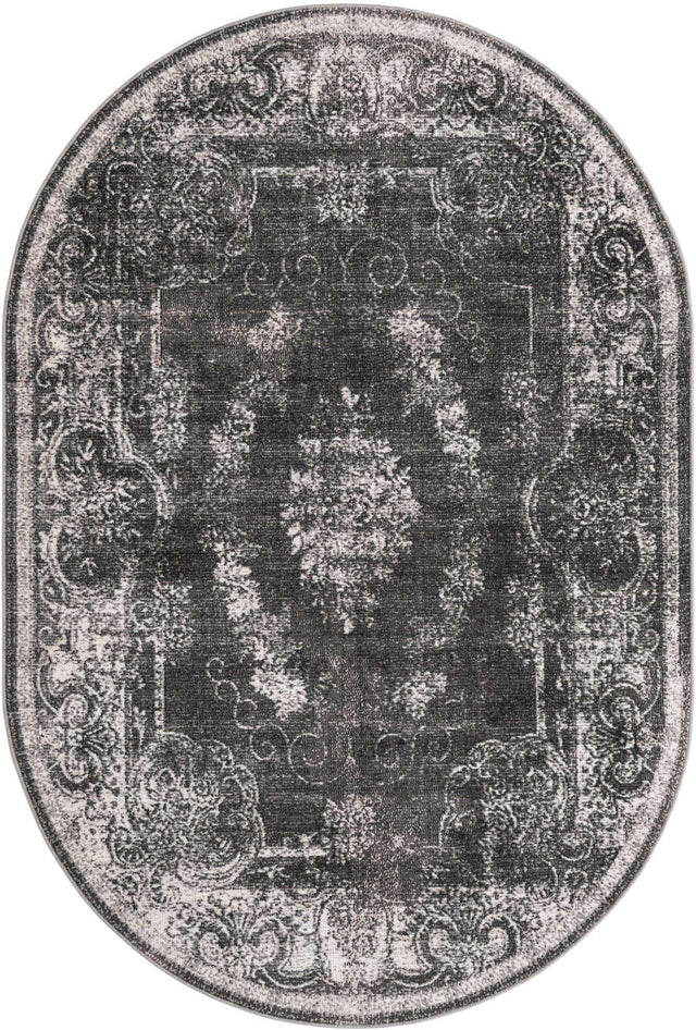 Charcoal 6' 1 x 9' Aarhus Oval Area Rug 100% Polypropylene With Jute Foundation Living Room Bedroom Carpet for Sale at Rug Engine